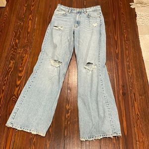 Zara Ripped Full Length Relaxed Jeans